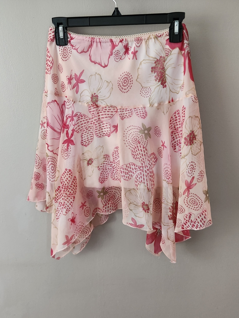 Fairy Pink Floral Handkerchief Hem Skirt Pink Flower Faerie Faery Y2K Romantic - Picture 3 of 6